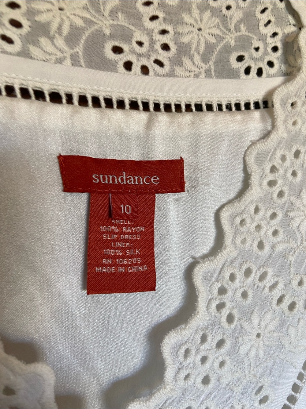 Sundance Catalog Special Occasion Embroidered White Cream Dress Rayon Silk 10 - Picture 4 of 11